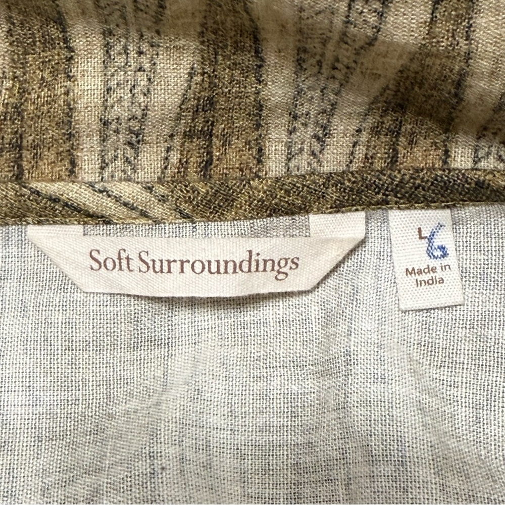 Soft Surroundings Beaded Boho Linen Blend Tunic Top 3/4 Sleeve Size Large - Picture 6 of 8